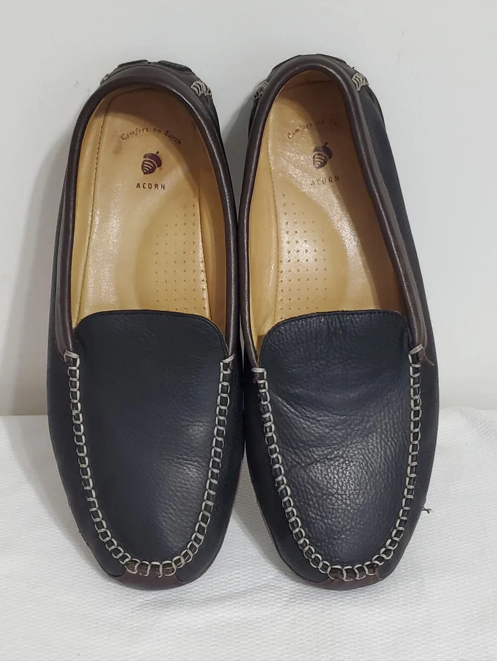 Acorn Pebbled Leather Driving Loafer Black Brown Size 13
